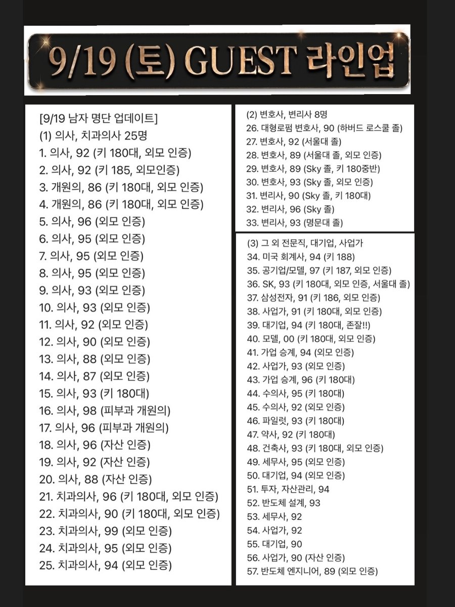 9.19 게스트 라인업 포스터